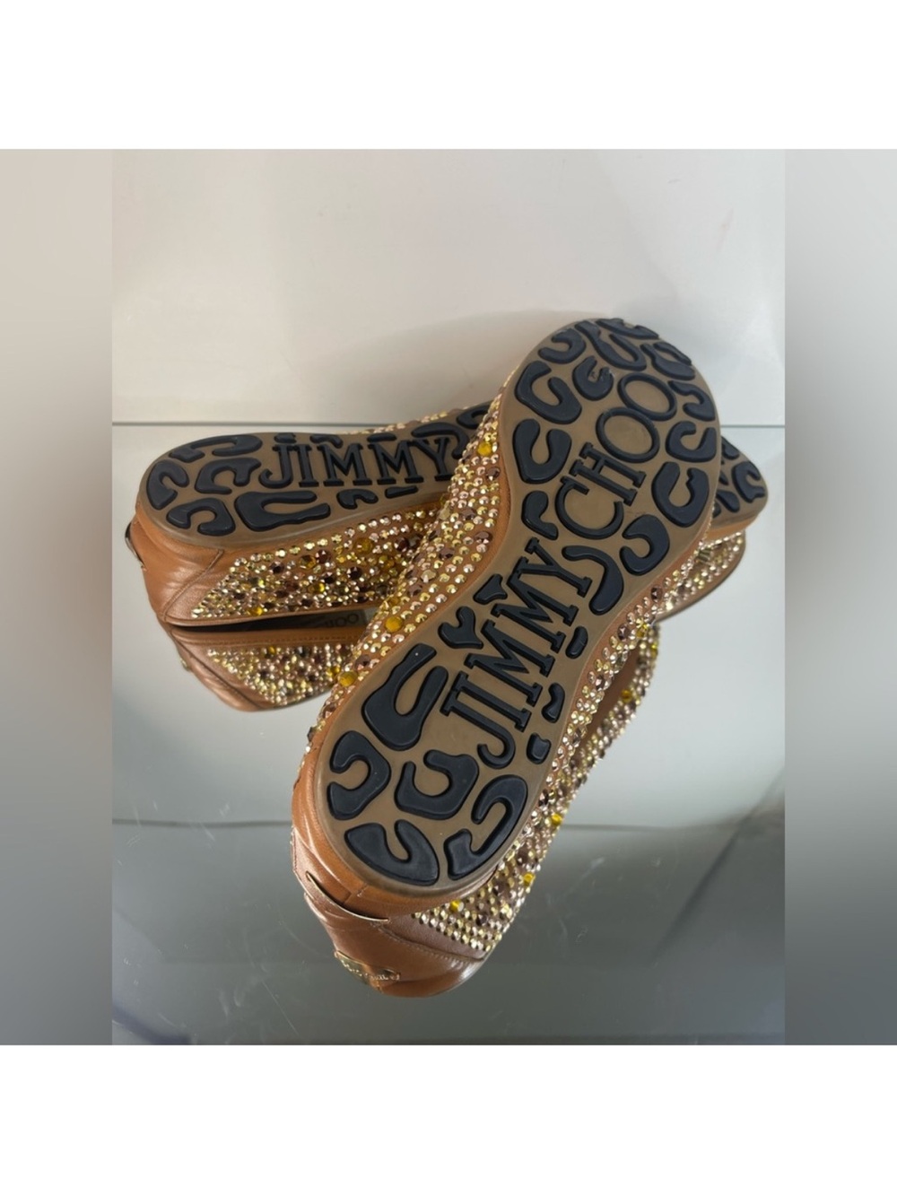 Jimmy Choo Brown Embellished Ballerina Flats size 40 - Picture 7 of 11